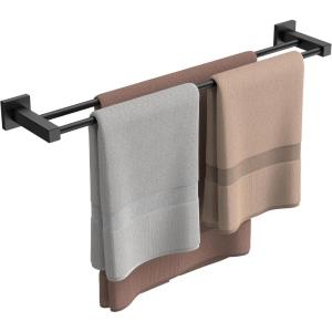 imageFORIOUS Double Towel Bar Racks Holder for Bathroom 24 Inch Heavy Duty SUS304 Stainless Steel Square Dual Towel Rail Wall Mount Brushed NickelMatte Black