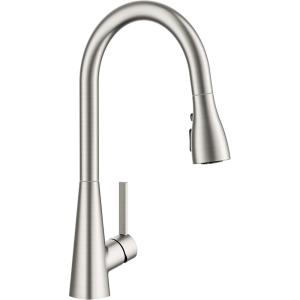 imageFORIOUS Kitchen Faucet with Pull Down Sprayer Brushed Nickel Classic High Arc Stainless Steel Faucet for Kitchen Sink Single Handle for 1 or 3 Hole Decks for RV Bar Farmhouse Laundry CamperStainless Steel