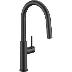 imageFORIOUS Kitchen Faucet with Pull Down Sprayer Classic Brushed Nickel Single Handle High Arc Stainless Steel Kitchen Sink Faucet 1 or 3 Hole Deck Mount for RV Bar Farmhouse Laundry OutdoorMatte Black