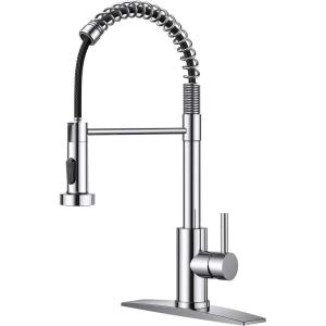 imageFORIOUS Kitchen Faucets Brushed Nickel Kitchen Sink Faucet with Pull Down Sprayer Commercial Kitchen Faucet Stainless Steel Classic Single Handle Pull Out Sink Faucets for RV Laundry Utility RoomChrome
