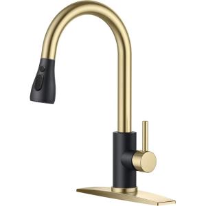 imageFORIOUS Kitchen Faucets with Water Filter 2 in 1 Stainless Steel Pull Down Sink Faucet and Purfied Water Faucet High Arc Single Handle with Detachable Deck for 1 or 3 Hole Brushed NickelBlackGold