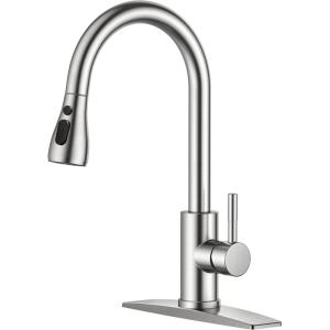 imageFORIOUS Kitchen Faucets with Water Filter 2 in 1 Stainless Steel Pull Down Sink Faucet and Purfied Water Faucet High Arc Single Handle with Detachable Deck for 1 or 3 Hole Brushed NickelStainless Steel