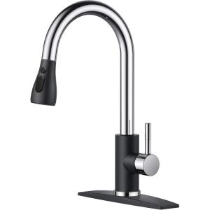 imageFORIOUS Kitchen Faucets with Water Filter 2 in 1 Stainless Steel Pull Down Sink Faucet and Purfied Water Faucet High Arc Single Handle with Detachable Deck for 1 or 3 Hole Brushed NickelBlackChrome