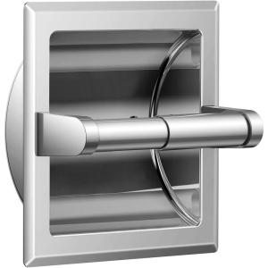 imageFORIOUS Recessed Toilet Paper Holder Stainless Steel Durable Tissue Roll Holder Wall Mount for Bathroom Space Saving Design with Mounting Bracket in Wall Toilet Paper Dispenser Insert Matte BlackChrome