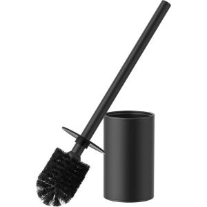 imageFORIOUS Toilet Brush and Holder Set 304 Stainless Steel Heavy Duty Base and Handle for Bathroom Deep Cleaning Toilet Bowl Cleaners Brush with Holder Space Saving for Storage Matte BlackMatte Black