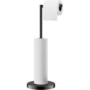imageFORIOUS Toilet Paper Holder Stand Adjustable Stainless Steel Freestanding Toilet Paper Holder with Storage Bathroom Tissue Roll Stand Storage for 4 Rolls Matte BlackOil Rubbed Bronze