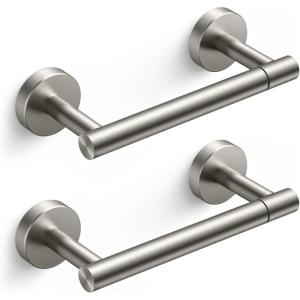 imageFORIOUS Toilet Paper Holder Wall Mount Stainless Steel Rustproof Double Post Pivoting Tissue Roll Holder for Bathroom Commercial Toilet Paper Dispenser Matte Black SquareStainless Steel