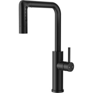 imageFORIOUS Waterfall Kitchen Faucet with Pull Down Sprayer 5 Spout Modes Brushed Nickel Stainless Steel Single Handle 360 Swivel Kitchen Sink Faucet with Deck Plate for 1 or 3 Hole for Bar FarmhouseMatte Black