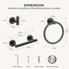 imageFORIOUS 4 Piece Bathroom Accessories SUS304 Stainless Steel Double Post Pivoting Toilet Paper Holder Towel Ring and 2 Towel Hooks Wall Mounted Bathroom Hardware Set Matte BlackMatte Black