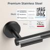 imageFORIOUS 4 Piece Bathroom Accessories SUS304 Stainless Steel Double Post Pivoting Toilet Paper Holder Towel Ring and 2 Towel Hooks Wall Mounted Bathroom Hardware Set Matte BlackMatte Black