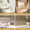 imageFORIOUS 8 inch Bathroom Sink Faucet Widespread Vanity Bathroom Faucet with 360 Swivel High Arc Spout PopUp Drain and cUPC Supply Lines IncludedBrushed Gold