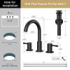 imageFORIOUS 8 inch Bathroom Sink Faucet Widespread Vanity Bathroom Faucet with 360 Swivel High Arc Spout PopUp Drain and cUPC Supply Lines IncludedMatte Black