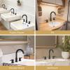 imageFORIOUS 8 inch Bathroom Sink Faucet Widespread Vanity Bathroom Faucet with 360 Swivel High Arc Spout PopUp Drain and cUPC Supply Lines IncludedMatte Black