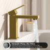 imageFORIOUS Bathroom Faucets Single Handle Brushed Nickel Bathroom Faucet with Popup Drain Aerator LeadFree cUPC NSF Certified CEC ampamp DOE Compliant Suitable for 1 or 3 HolesGold