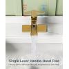 imageFORIOUS Black Bathroom Faucet Waterfall Bathroom Faucets for 1 or 3 Holes Sink with Single Handle with PopUp Drain and Water Supplies for Commercial Vanity Lavatory Restroom FarmhouseBrushed Gold
