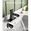 imageFORIOUS Black Bathroom Faucet Waterfall Bathroom Faucets for 1 or 3 Holes Sink with Single Handle with PopUp Drain and Water Supplies for Commercial Vanity Lavatory Restroom FarmhouseOil Rubbed Bronze
