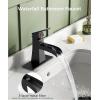 imageFORIOUS Black Bathroom Faucet Waterfall Bathroom Faucets for 1 or 3 Holes Sink with Single Handle with PopUp Drain and Water Supplies for Commercial Vanity Lavatory Restroom FarmhouseMatte Black