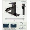 imageFORIOUS Black Bathroom Faucet Waterfall Bathroom Faucets for 1 or 3 Holes Sink with Single Handle with PopUp Drain and Water Supplies for Commercial Vanity Lavatory Restroom FarmhouseOil Rubbed Bronze