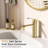 imageFORIOUS Brushed Nickel Bathroom Faucets Modern Waterfall Bathroom for 1 or 3 Hole Single Handle Faucets with Metal Pop Up Drain and 24quot Supply HosesBrushed Gold