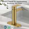 imageFORIOUS Brushed Nickel Bathroom Faucets Modern Waterfall Bathroom for 1 or 3 Hole Single Handle Faucets with Metal Pop Up Drain and 24quot Supply HosesBrushed Gold