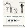 imageFORIOUS Faucet for Bathroom Sink 3 Hole Brushed Nickel Bathroom Faucet Widespread with Pop Up Drain and Water Hose Supply 2 Cross Handle Design for Vanity RV Farmhouse SinkStainless Steel
