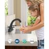 imageFORIOUS Faucet for Bathroom Sink 3 Hole Brushed Nickel Bathroom Faucet Widespread with Pop Up Drain and Water Hose Supply 2 Cross Handle Design for Vanity RV Farmhouse SinkMatte Black