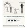 imageFORIOUS Faucet for Bathroom Sink 3 Hole Brushed Nickel Bathroom Faucet Widespread with Pop Up Drain and Water Hose Supply 2 Cross Handle Design for Vanity RV Farmhouse SinkStainless Steel