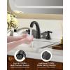imageFORIOUS Faucet for Bathroom Sink 3 Hole Brushed Nickel Bathroom Faucet Widespread with Pop Up Drain and Water Hose Supply 2 Cross Handle Design for Vanity RV Farmhouse SinkMatte Black