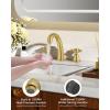 imageFORIOUS Faucet for Bathroom Sink 3 Hole Brushed Nickel Bathroom Faucet Widespread with Pop Up Drain and Water Hose Supply 2 Cross Handle Design for Vanity RV Farmhouse SinkBrushed Gold