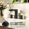 imageFORIOUS Gold Bathroom Faucet Waterfall Bathroom Faucet for Sink 3 Hole with Easy Install PopUp Drain and Water Supply 8 Inch Widespread for Vanity CamperRestroomMatte Black
