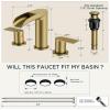 imageFORIOUS Gold Bathroom Faucet Waterfall Bathroom Faucet for Sink 3 Hole with Easy Install PopUp Drain and Water Supply 8 Inch Widespread for Vanity CamperRestroomBrushed Gold