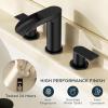 imageFORIOUS Gold Bathroom Faucet Waterfall Bathroom Faucet for Sink 3 Hole with Easy Install PopUp Drain and Water Supply 8 Inch Widespread for Vanity CamperRestroomMatte Black