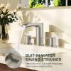 imageFORIOUS Gold Bathroom Faucet Waterfall Bathroom Faucet for Sink 3 Hole with Easy Install PopUp Drain and Water Supply 8 Inch Widespread for Vanity CamperRestroomStainless Steel