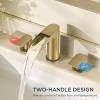imageFORIOUS Gold Bathroom Faucet Waterfall Bathroom Faucet for Sink 3 Hole with Easy Install PopUp Drain and Water Supply 8 Inch Widespread for Vanity CamperRestroomBrushed Gold