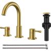 imageFORIOUS 8 inch Bathroom Sink Faucet Widespread Vanity Bathroom Faucet with 360 Swivel High Arc Spout PopUp Drain and cUPC Supply Lines IncludedBrushed Gold