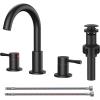imageFORIOUS 8 inch Bathroom Sink Faucet Widespread Vanity Bathroom Faucet with 360 Swivel High Arc Spout PopUp Drain and cUPC Supply Lines IncludedMatte Black