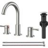 imageFORIOUS 8 inch Bathroom Sink Faucet Widespread Vanity Bathroom Faucet with 360 Swivel High Arc Spout PopUp Drain and cUPC Supply Lines IncludedStainless Steel
