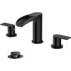 imageFORIOUS Gold Bathroom Faucet Waterfall Bathroom Faucet for Sink 3 Hole with Easy Install PopUp Drain and Water Supply 8 Inch Widespread for Vanity CamperRestroomMatte Black