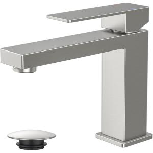 imageFORIOUS Bathroom Faucets Single Handle Brushed Nickel Bathroom Faucet with Popup Drain Aerator LeadFree cUPC NSF Certified CEC ampamp DOE Compliant Suitable for 1 or 3 HolesBrushed Nickel