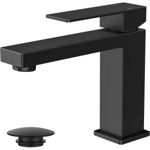 imageFORIOUS Bathroom Faucets Single Handle Brushed Nickel Bathroom Faucet with Popup Drain Aerator LeadFree cUPC NSF Certified CEC ampamp DOE Compliant Suitable for 1 or 3 HolesMatte Black