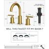 imageFORIOUS Brushed Nickel and Gold Bathroom Faucet 3 Hole LeadFree 8 in Widespread Bathroom Vanity Faucet Brushed Gold and Silver with Metal Popup Drain cUPC Supply Hoses and 12 GPM Spare AeratorBrushed Gold