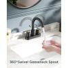 imageFORIOUS Brushed Nickel and Gold Bathroom Faucet 3 Hole LeadFree 8 in Widespread Bathroom Vanity Faucet Brushed Gold and Silver with Metal Popup Drain cUPC Supply Hoses and 12 GPM Spare AeratorStainless SteelBlack