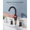 imageFORIOUS Brushed Nickel and Gold Bathroom Faucet 3 Hole LeadFree 8 in Widespread Bathroom Vanity Faucet Brushed Gold and Silver with Metal Popup Drain cUPC Supply Hoses and 12 GPM Spare AeratorStainless SteelBlack