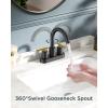 imageFORIOUS Brushed Nickel and Gold Bathroom Faucet 3 Hole LeadFree 8 in Widespread Bathroom Vanity Faucet Brushed Gold and Silver with Metal Popup Drain cUPC Supply Hoses and 12 GPM Spare AeratorGoldBlack