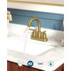 imageFORIOUS Brushed Nickel and Gold Bathroom Faucet 3 Hole LeadFree 8 in Widespread Bathroom Vanity Faucet Brushed Gold and Silver with Metal Popup Drain cUPC Supply Hoses and 12 GPM Spare AeratorBrushed Gold