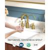 imageFORIOUS Brushed Nickel and Gold Bathroom Faucet 3 Hole LeadFree 8 in Widespread Bathroom Vanity Faucet Brushed Gold and Silver with Metal Popup Drain cUPC Supply Hoses and 12 GPM Spare AeratorBrushed Gold