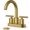 imageFORIOUS Brushed Nickel and Gold Bathroom Faucet 3 Hole LeadFree 8 in Widespread Bathroom Vanity Faucet Brushed Gold and Silver with Metal Popup Drain cUPC Supply Hoses and 12 GPM Spare AeratorBrushed Gold