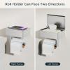 imageFORIOUS Toilet Paper Holder with Shelf SUS304 Stainless Steel Wall Mount Toilet Paper Roll Holder Flushable Wipes Dispenser Fits for Bathroom Wipe Storage Bathroom Organizer Brushed NickelStainless Steel