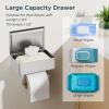 imageFORIOUS Toilet Paper Holder with Shelf SUS304 Stainless Steel Wall Mount Toilet Paper Roll Holder Flushable Wipes Dispenser Fits for Bathroom Wipe Storage Bathroom Organizer Brushed NickelStainless Steel