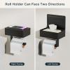 imageFORIOUS Toilet Paper Holder with Shelf SUS304 Stainless Steel Wall Mount Toilet Paper Roll Holder Flushable Wipes Dispenser Fits for Bathroom Wipe Storage Bathroom Organizer Brushed NickelMatte Black